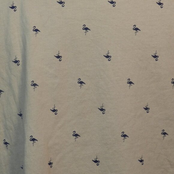 H&M Mens Beige Flamingo Print Short Sleeve Casual Crew Neck Summer Shirt Size XL - Picture 2 of 7